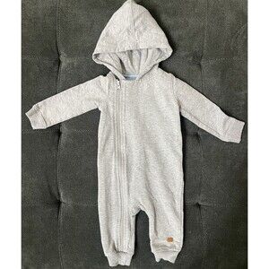 7 For All Mankind 6/9M Baby Hooded Jumpsuit Gray Full Zip
